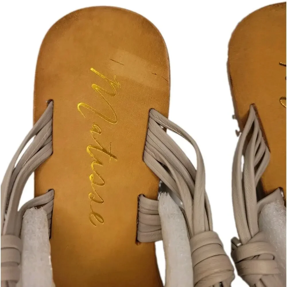 Matisse Rosie Cream Ivory Multi Strap Knotted Toe Loop Flat Sandals Womens 9M